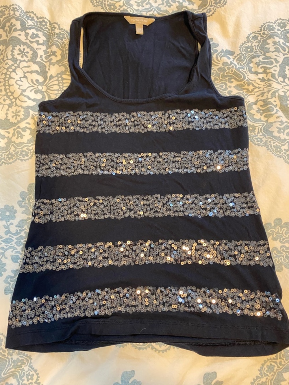 Banana Republic Black Sequin Stripe Tank